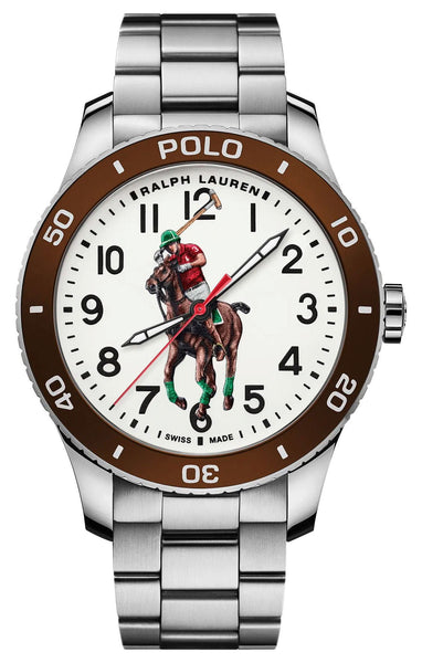 Ralph Lauren Polo Watch Pony Player Automatic Stainless Steel White Dial Mens Watch 472836829006 - Watches And Beyond
