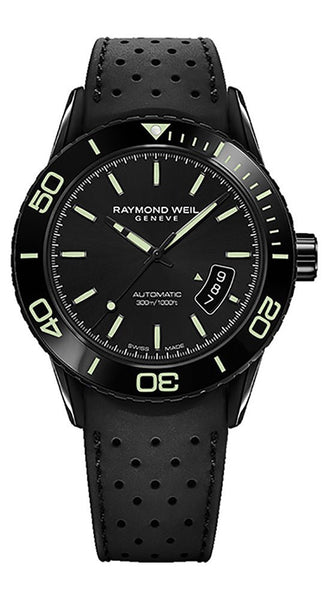 Raymond Weil Freelancer Automatic Black Steel Mens Rubber Divers Watch Date 2760 - SB1 - 20001 - WAB - Shipping Dept.