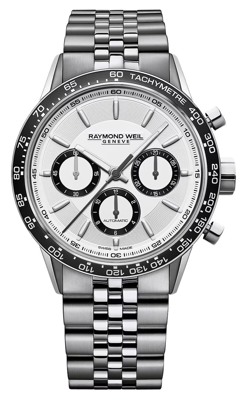 Raymond Weil Freelancer Automatic Chronograph Stainless Steel White Dial Mens Watch 7741 - ST1 - 30021 - WAB - Shipping Dept.