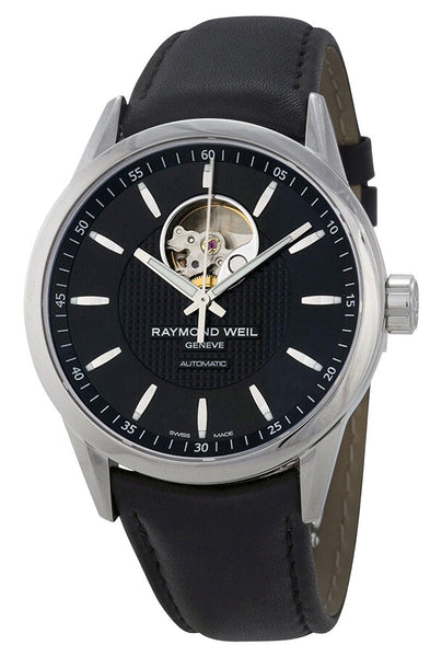 Raymond Weil Freelancer Automatic Stainless Steel Black Dial Black Leather Strap Mens Watch 2710 - STC - 20021 - Watches & Beyond