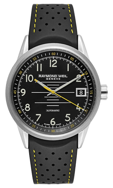 Raymond Weil Freelancer Automatic Stainless Steel Black Dial Black Rubber Strap Date Mens Watch 2754 - SR - 05200 - Watches & Beyond