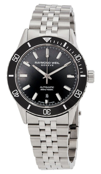 Raymond Weil Freelancer Automatic Stainless Steel Black Dial Date Divers Mens Watch 2775 - ST1 - 20051 - Watches & Beyond