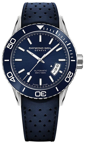 Raymond Weil Freelancer Automatic Stainless Steel Blue Dial Blue Rubber Strap Date Divers Mens Watch 2760 - SR3 - 50001 - WAB - Shipping Dept.