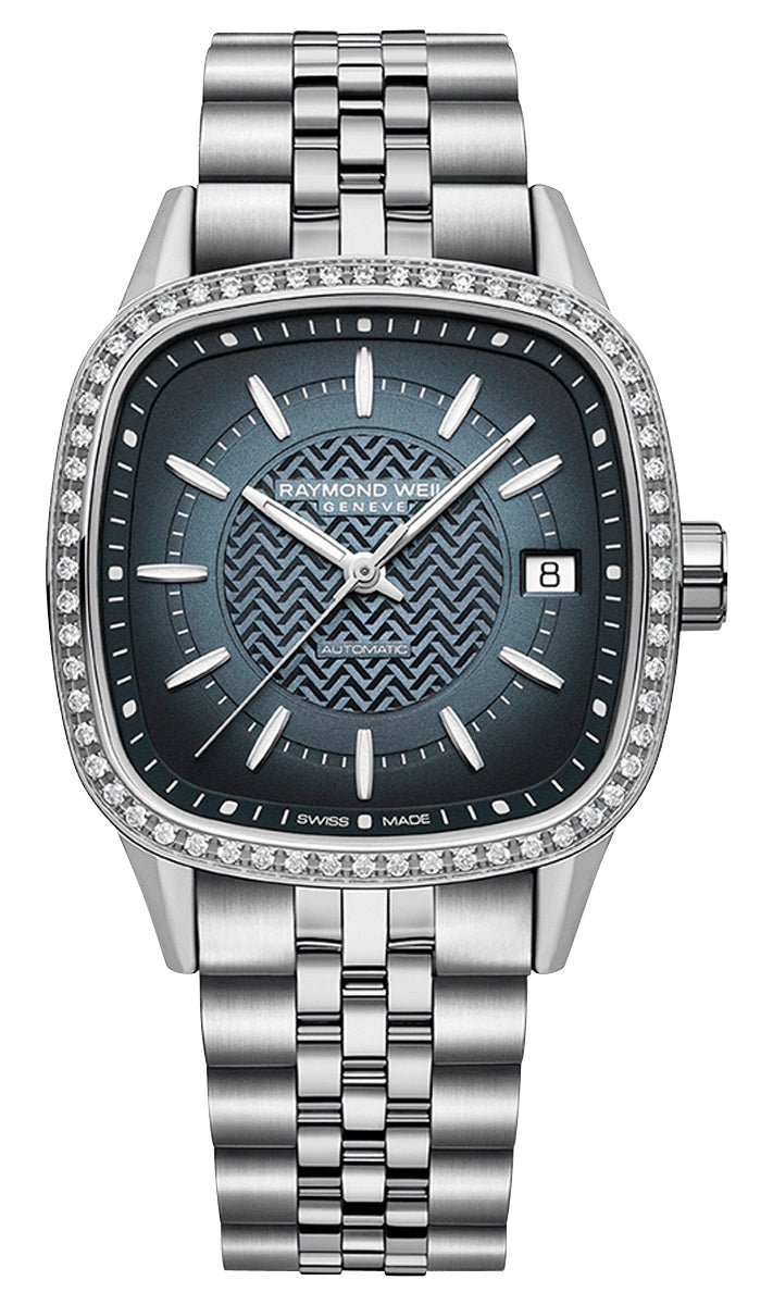 Raymond Weil Freelancer Automatic Stainless Steel Blue Dial Date Diamonds Womens Watch 2490 - STS - 50051 - Watches & Beyond