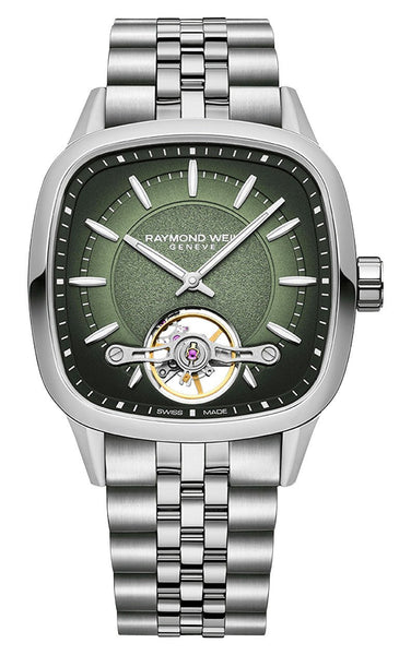 Raymond Weil Freelancer Automatic Stainless Steel Square Green Dial Mens Watch 2790 - ST - 52051 - WAB - Shipping Dept.