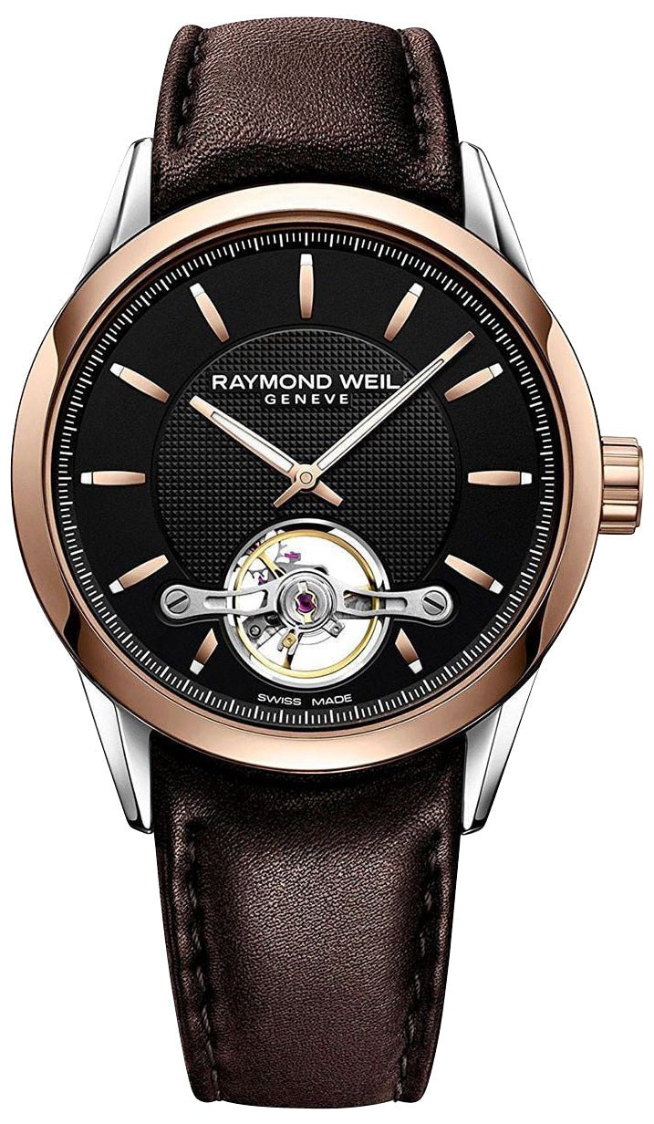 Raymond Weil Freelancer Automatic Two - Tone Stainless Steel Black Dial Brown Leather Strap Mens Watch 2780 - SC5 - 20001 - WAB - Shipping Dept.