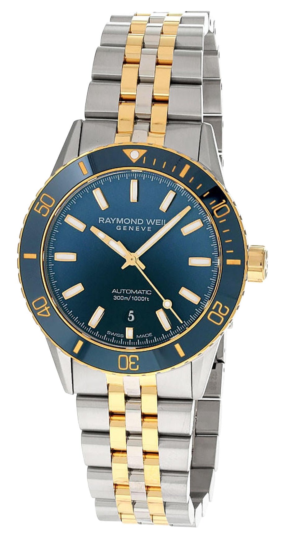 Raymond Weil Freelancer Automatic Two - Tone Stainless Steel Blue Dial Date Divers Mens Watch 2775 - SP3 - 50051 - Watches & Beyond