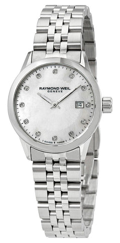 Raymond Weil Freelancer Stainless Steel Mother - of - Pearl Dial Diamonds Date Quartz Womens Watch 5629 - ST - 97081 - Watches & Beyond