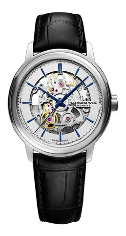 Raymond Weil Maestro Skeleton Dial Black Leather Strap Automatic Mens Watch 2215 - STC - 65001 - WAB - Shipping Dept.