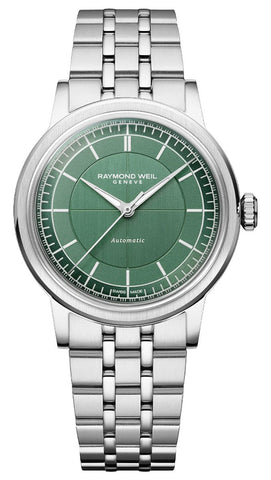 Raymond Weil Millesime Automatic Stainless Steel Green Dial Unisex Watch 2125 - ST - 52011 - Watches & Beyond