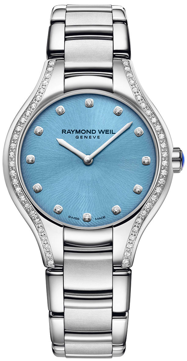 Raymond Weil Noemia Stainless Steel Diamonds Blue Dial Quartz Womens Watch 5132 - STS - 50081 - WAB - Shipping Dept.