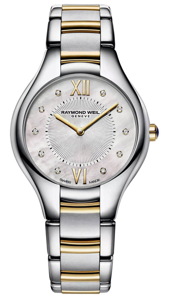 Raymond Weil Noemia Stainless Steel & Yellow Gold PVD Mother - of - Pearl Dial Diamonds Quartz Womens Watch 5132 - STP - 00985 - Watches & Beyond