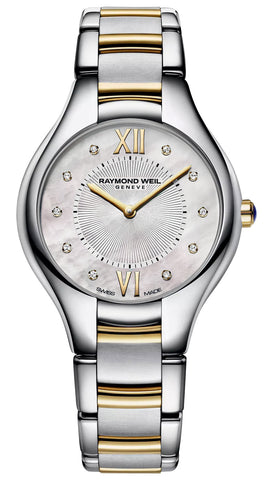 Raymond Weil Noemia Stainless Steel & Yellow Gold PVD Mother - of - Pearl Dial Diamonds Quartz Womens Watch 5132 - STP - 00985 - Watches & Beyond