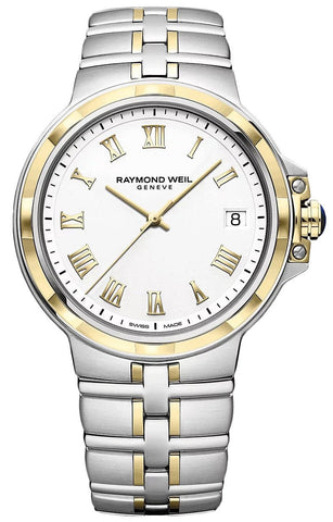 Raymond Weil Parsifal Two - Tone Stainless Steel White Dial Date Quartz Mens Watch 5580 - STP - 00308 - WAB - Shipping Dept.