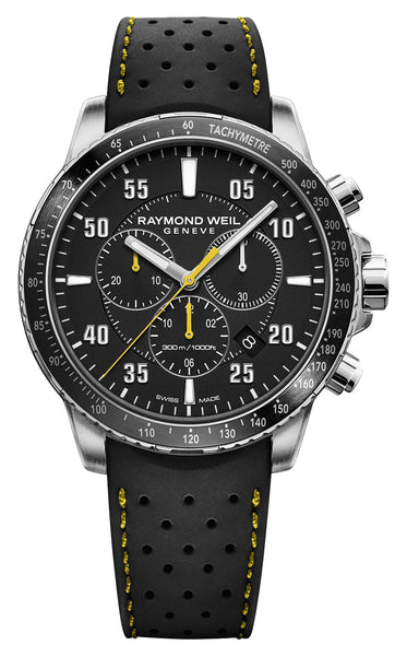 Raymond Weil Tango Chronograph Stainless Steel Black Dial Black Rubber Strap Date Divers Quartz Mens Watch 8570 - SR2 - 05207 - WAB - Shipping Dept.