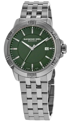 Raymond Weil Tango Stainless Steel Green Dial Date Divers Quartz Mens Watch 8160 - ST - 52041 - Watches & Beyond