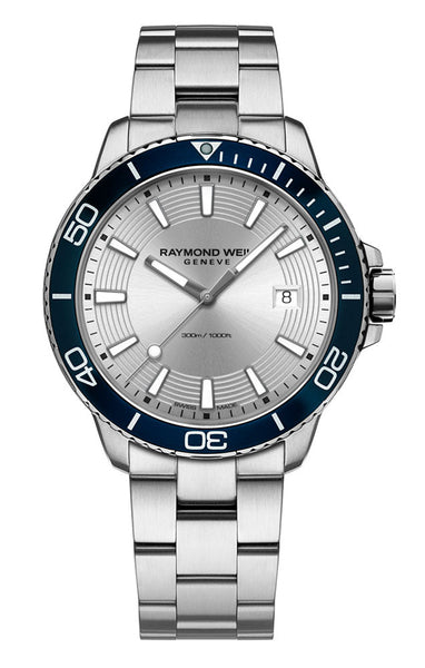 Raymond Weil Tango Stainless Steel Silver Dial Date Quartz Divers Mens Watch 8260 - ST9 - 65001 - WAB - Shipping Dept.