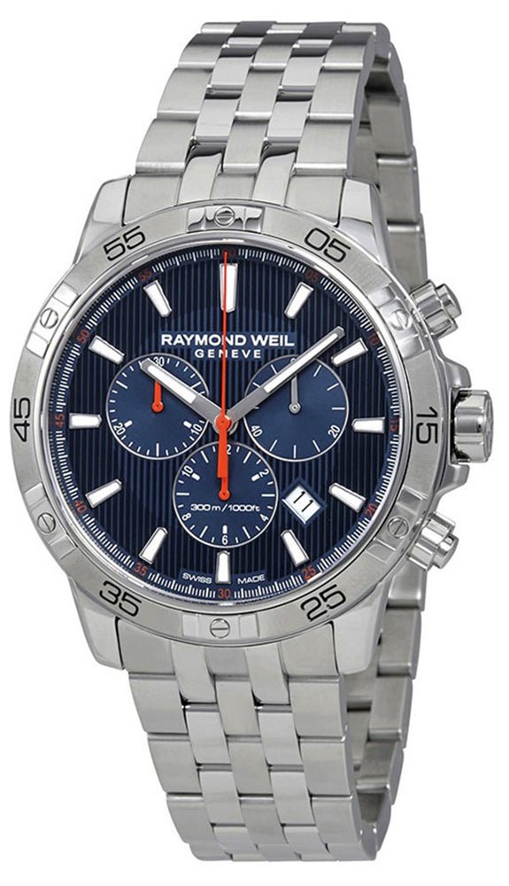 Raymond Weil Tango Steel Quartz Chronograph Blue Patterned Dial Calendar Men's Divers Watch 8560 - ST2 - 50001 - WAB - Shipping Dept.