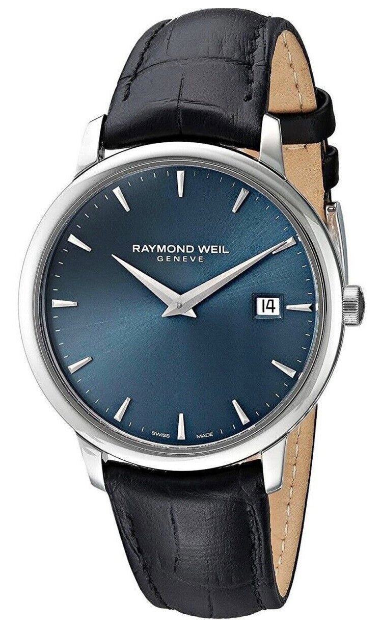 Raymond Weil Toccata Stainless Steel Blue Dial Black Leather Strap Date Quartz Mens Watch 5488 - STC - 50001 - WAB - Shipping Dept.