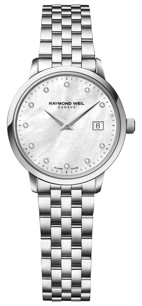Raymond Weil Toccata Stainless Steel Mother - Of - Pearl Dial Date Diamonds Quartz Womens Watch 5988 - ST - 97081 - Watches & Beyond