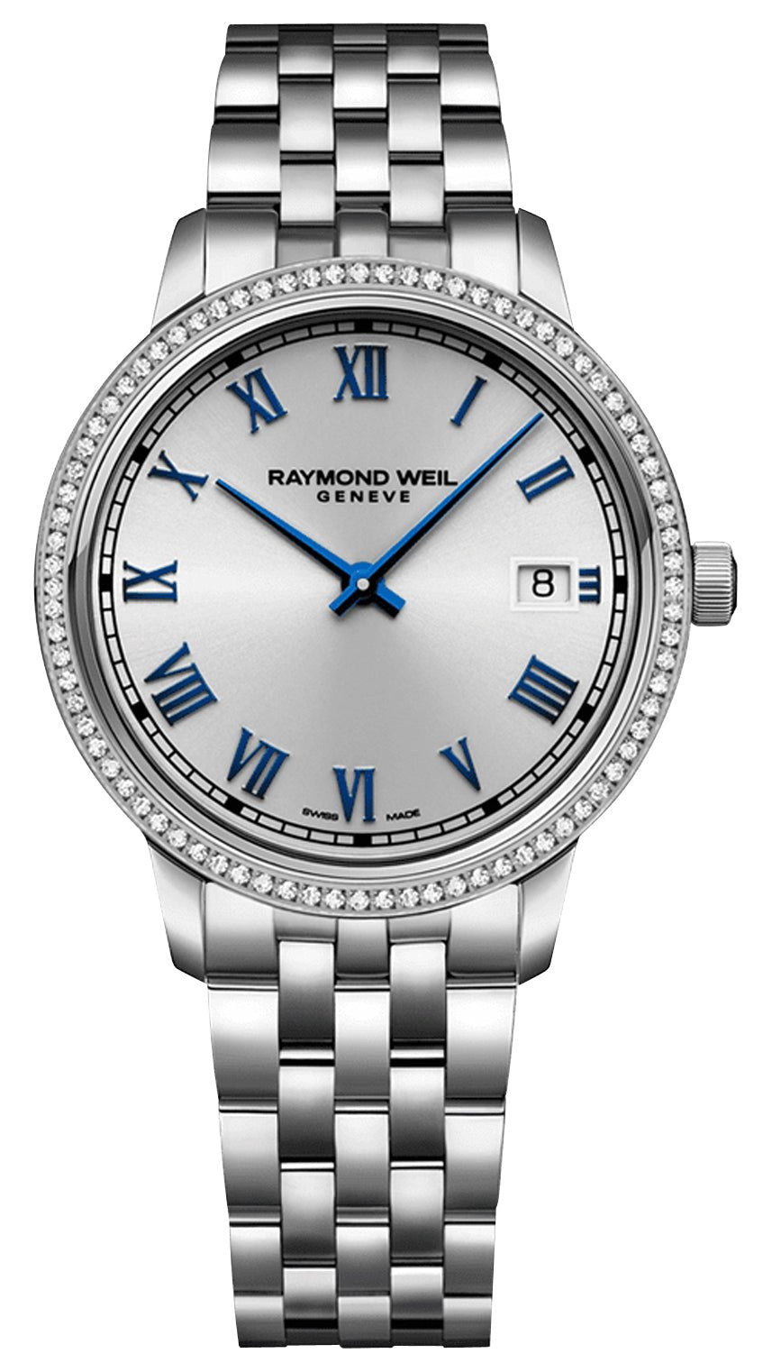 Raymond Weil Toccata Stainless Steel Silver Dial Diamonds Date Quartz Womens Watch 5385 - STS - 00653 - WAB - Shipping Dept.