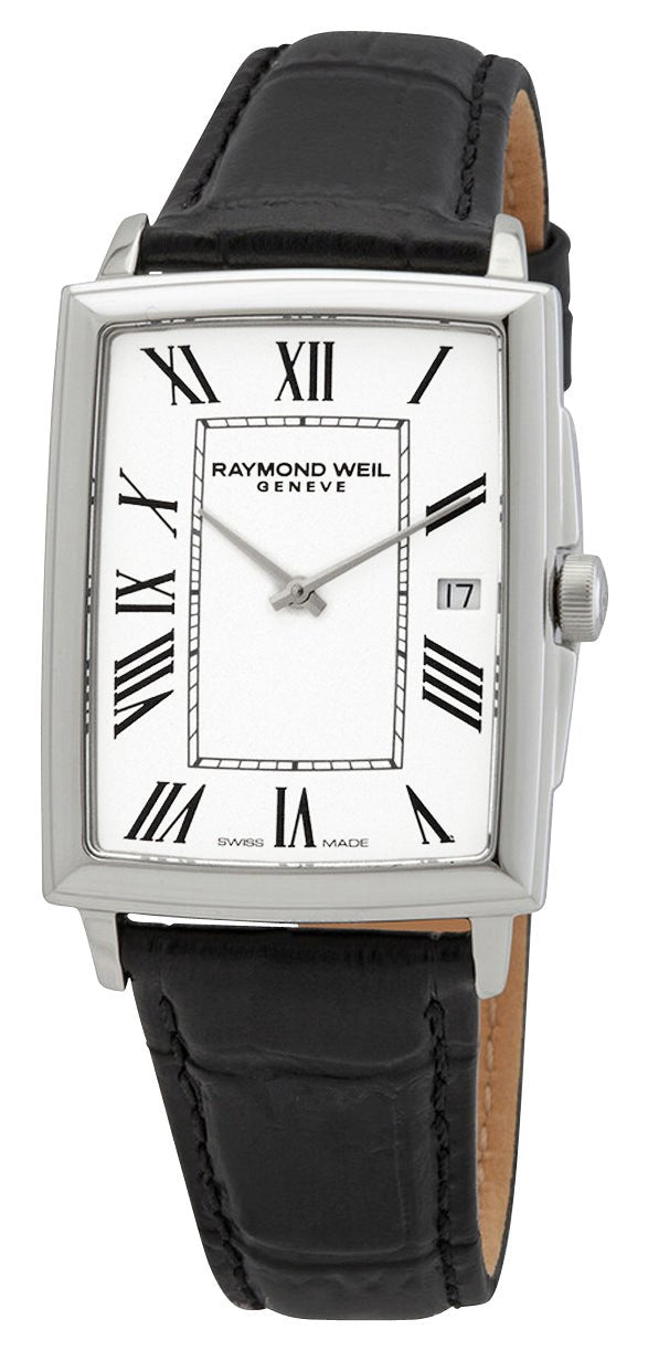 Raymond Weil Toccata Stainless Steel White Dial Black Leather Strap Date Quartz Mens Watch 5425 - STC - 00300 - Watches & Beyond