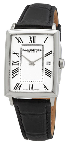Raymond Weil Toccata Stainless Steel White Dial Black Leather Strap Date Quartz Mens Watch 5425 - STC - 00300 - Watches & Beyond