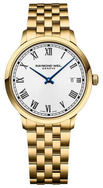 Raymond Weil Toccata Yellow Gold PVD White Dial Date Quartz Mens Watch 5485 - P - 00359 - Watches & Beyond