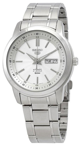 Seiko 5 Automatic Stainless Steel White Dial Day - Date Mens Watch SNKM83K1 - WAB - Shipping Dept.