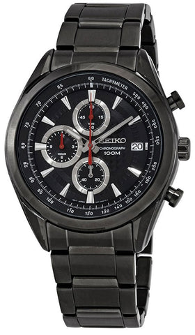 Seiko Chronograph Black Stainless Steel Black Dial Quartz Date Mens Watch SSB179P1 - WAB - Shipping Dept.