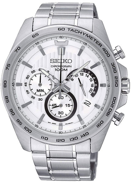 Seiko Chronograph Stainless Steel Silver - Tone Dial Date Quartz Mens Watch SSB297P1 - WAB - Shipping Dept.