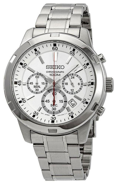 Seiko Neo Sports Chronograph Stainless Steel White Dial Date Quartz Mens Watch SKS601P1 - WAB - Shipping Dept.