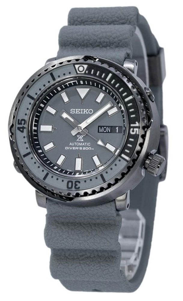 Seiko Prospex Automatic Black PVD Gray Dial Gray Silicone Strap Day/Date Divers Mens Watch SRPE31K1 - WAB - Shipping Dept.