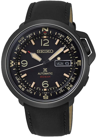 Seiko Prospex Automatic Black Stainless Steel Black Dial Black Leather Strap Day/Date Mens Watch SRPD35K1 - WAB - Shipping Dept.