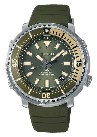 Seiko Prospex Automatic Stainless Steel Green Dial Green Silicone Strap Date Divers Mens Watch SRPF83K1 - WAB - Shipping Dept.