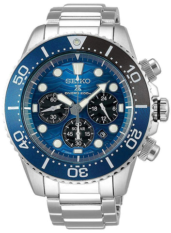 Seiko Special Edition Prospex Solar Chronograph Stainless Steel Blue Dial Divers Mens Watch SSC741P1 - WAB - Shipping Dept.