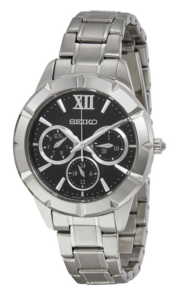 Seiko Stainless Steel Black Dial Date Quartz Mens Watch SKY689P1 - WAB - Shipping Dept.