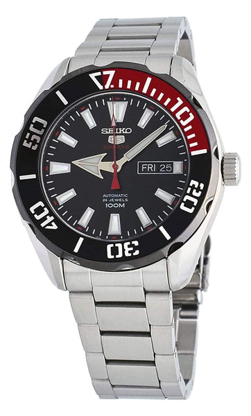 Seiko Stainless Steel Seiko 5 Sports Automatic Black Dial Day Date Mens Watch SRPC57K1 - WAB - Shipping Dept.