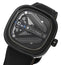 SEVENFRIDAY M-Series Spaceship Automatic Black PVD Steel Black Dial Black Leather Strap Mens Watch M3/07 - Watches & Beyond