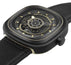 SEVENFRIDAY P-Series Automatic Gunmetal PVD Black Dial Black Leather Strap Mens Watch P2B/02 - Watches & Beyond