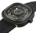 SEVENFRIDAY P - Series Automatic Gunmetal PVD Black Dial Black Leather Strap Mens Watch P2B/02 - Watches & Beyond