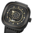 SEVENFRIDAY P - Series Automatic Gunmetal PVD Black Dial Black Leather Strap Mens Watch P2B/02 - Watches & Beyond