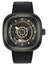 SEVENFRIDAY P-Series Automatic Gunmetal PVD Black Dial Black Leather Strap Mens Watch P2B/02 - Watches & Beyond