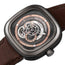 SEVENFRIDAY P - Series Automatic Gunmetal PVD Black Skeleton Dial Brown Leather Strap Mens Watch P2C/01 - WAB - Shipping Dept.