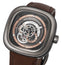 SEVENFRIDAY P - Series Automatic Gunmetal PVD Black Skeleton Dial Brown Leather Strap Mens Watch P2C/01 - WAB - Shipping Dept.