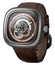 SEVENFRIDAY P - Series Automatic Gunmetal PVD Black Skeleton Dial Brown Leather Strap Mens Watch P2C/01 - WAB - Shipping Dept.