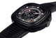 SEVENFRIDAY P - Series Racer Automatic Black/Gray Dial Black Leather Strap Mens Watch P3B/01 - Watches & Beyond