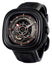 SEVENFRIDAY P - Series Racer Automatic Black/Gray Dial Black Leather Strap Mens Watch P3B/01 - Watches & Beyond