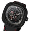 SEVENFRIDAY P - Series Racer III Automatic Black PVD Black Dial Black Silicone Strap Mens Watch P3C/02 - Watches & Beyond