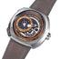 SEVENFRIDAY Q - Series Automatic Stainless Steel Gold/Brown Dial Gray Leather Strap Date Mens Watch Q2/01 - Watches & Beyond